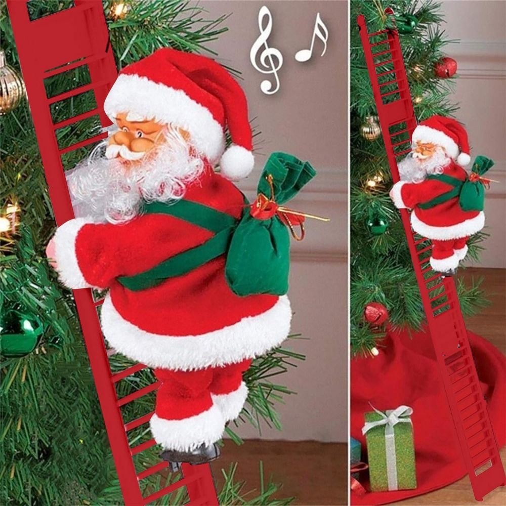 Christmas Electric Santa Claus Climbing Ladder Doll Music Xmas Music Decor Party