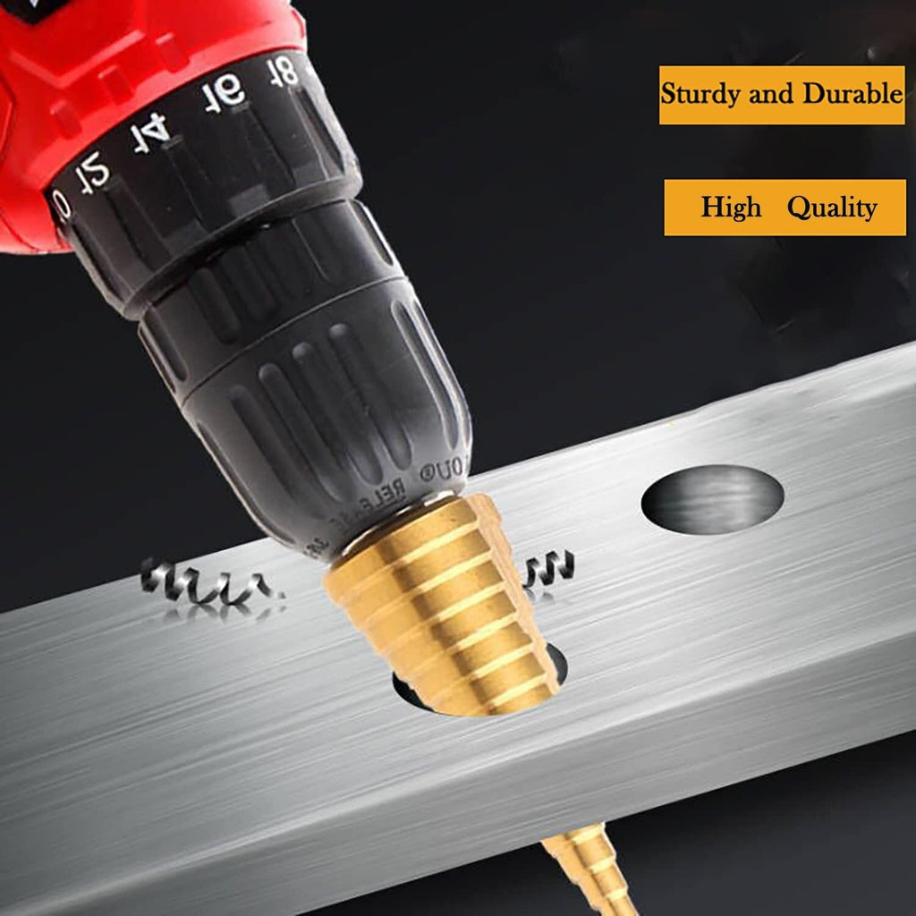 6PCS 4mm-32mm Spiral Step Cone Drill Metal Hole Cutter Titanium Nitride Coat UK
