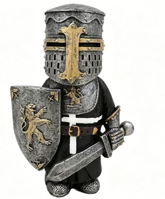 Knight Gnomes Guard Resin Sculpture Ornament Garden Home Decor Templar Gothic
