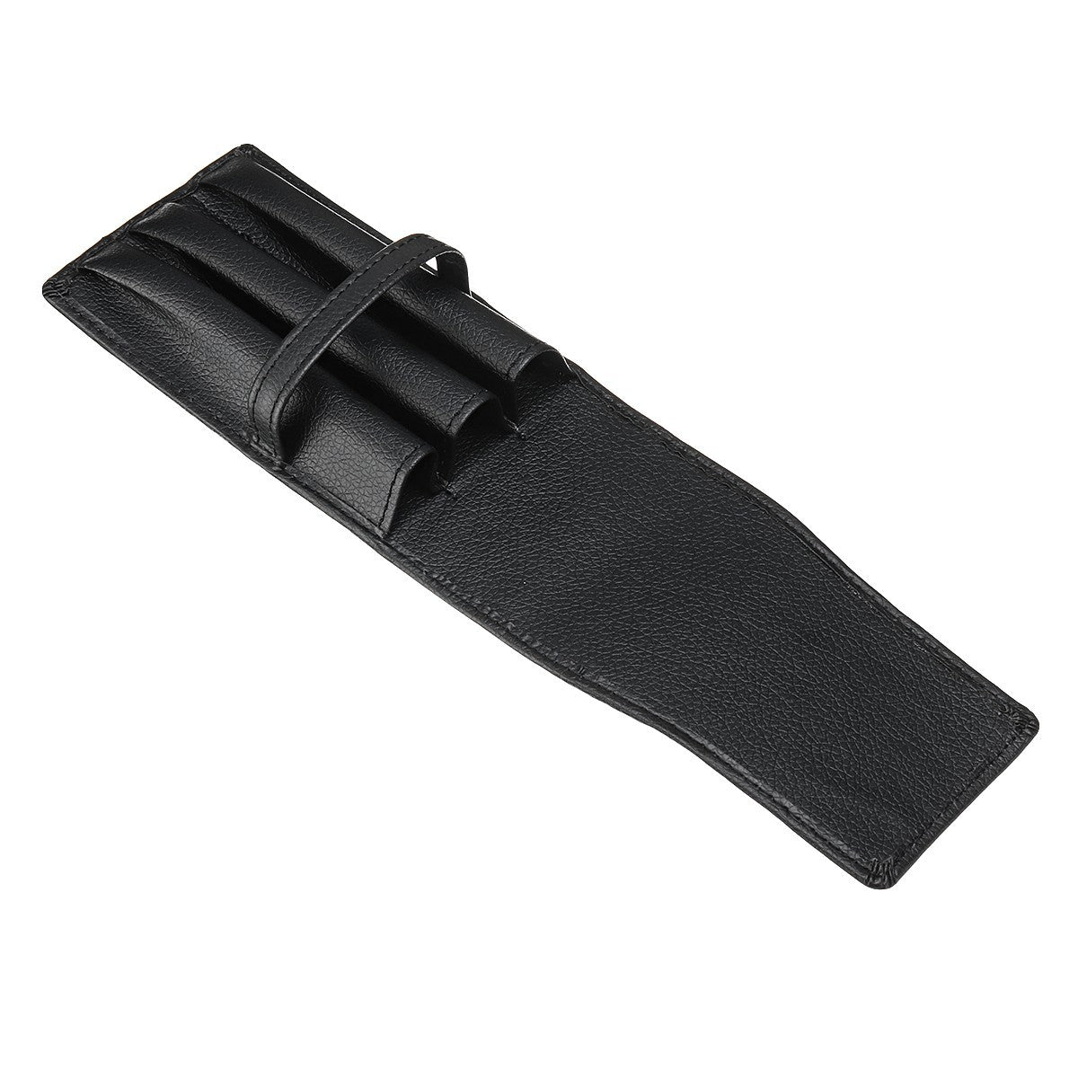 For 3 Pens Black Leather Pouch Roller Pen Case Stationery Holder Bag Storage