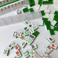 Portable Mini Mahjong Travel Set, Compact Tabletop Game with 4 Racks for Adults