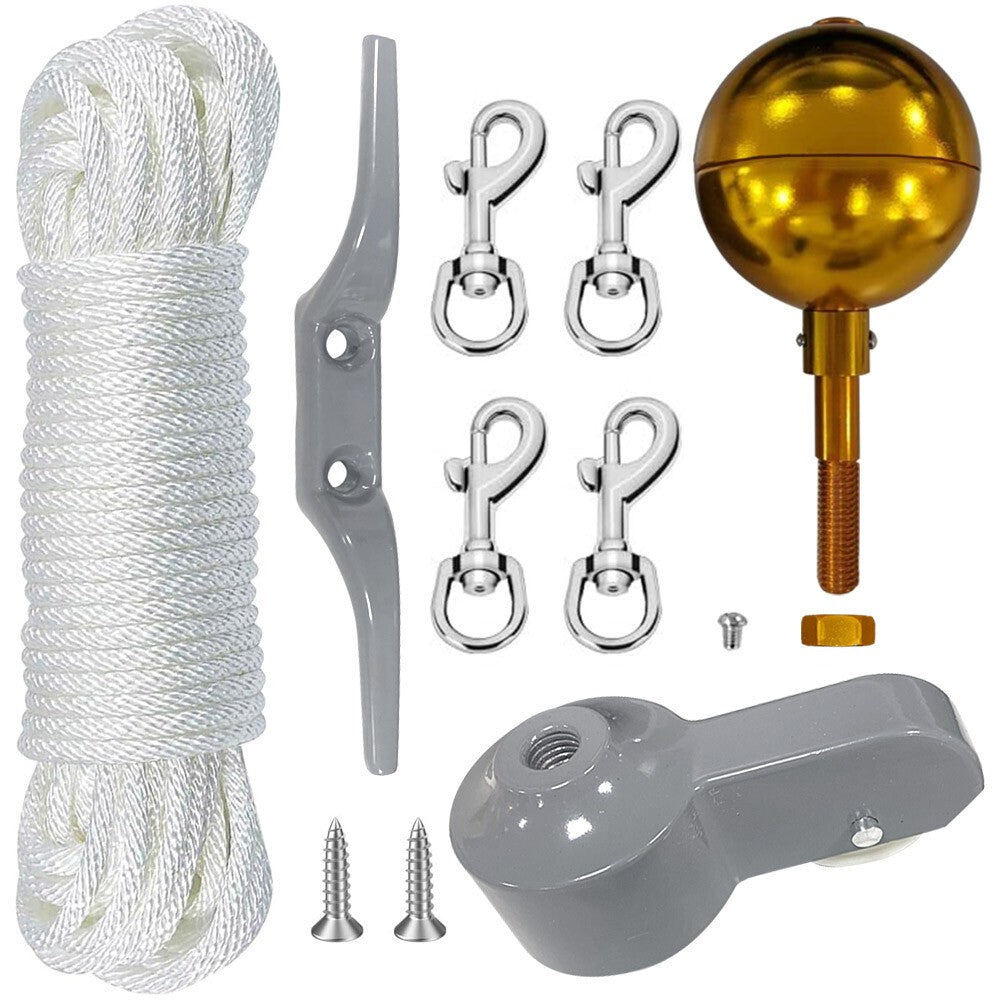 Flag Pole Tool Set Nylon Braided Rope Flagpole Accessories Repair Pulley Kit UK