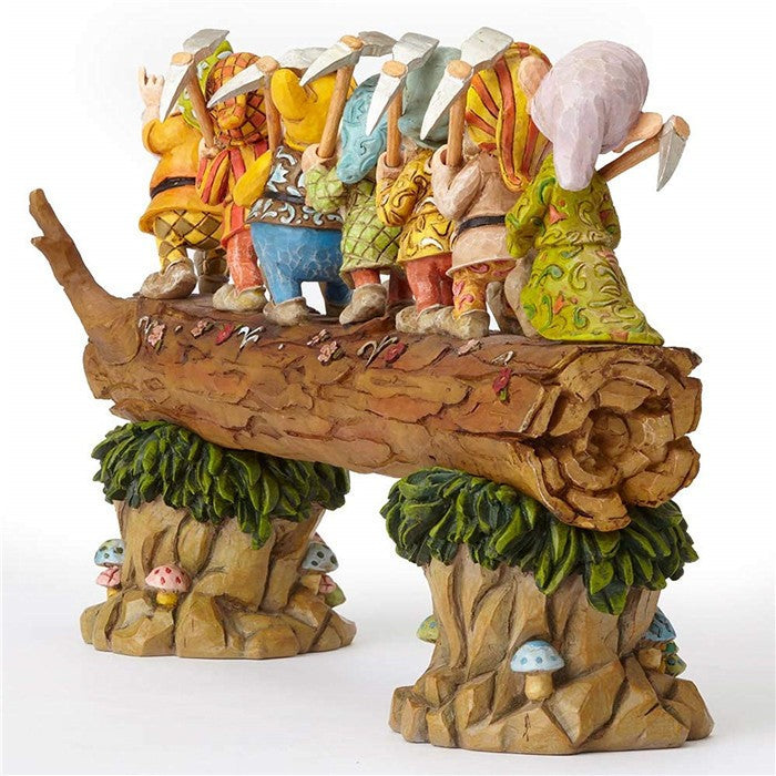Fairy Tales Seven Dwarfs Tree Stump Cartoon Elf Garden Ornament Statue