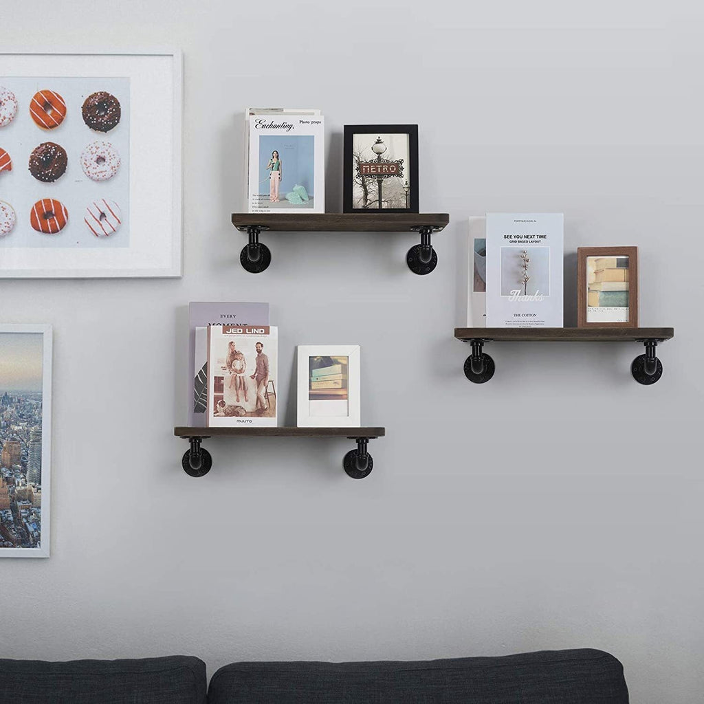 4-8X Pipe Shelf Brackets Industrial Iron Rustic Floating Shelves Storage Unit UK