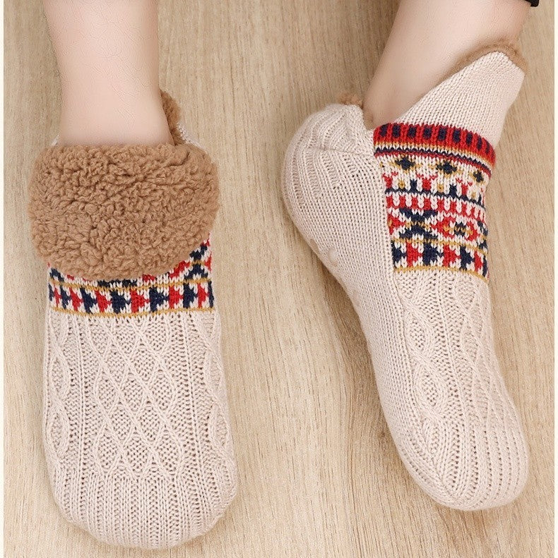 NEW Fluffy And Warm Non Slip Knitted Slipper Socks For Women And Men UK