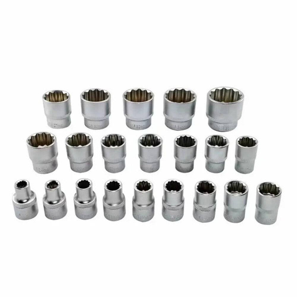 21Pcs 1/2" Drive Universal Spline Socket 12-point 8-36mm CR-V Metric Socket Set