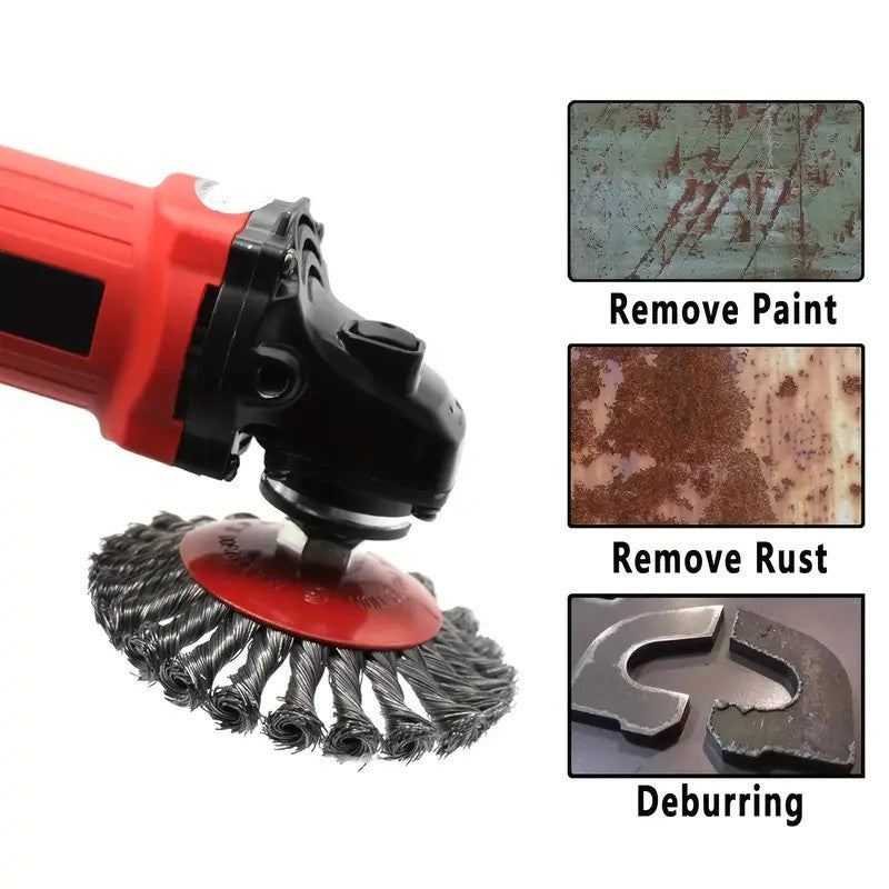 4PCS 4" TWISTED KNOT WIRE WHEELS FLAT BRUSH FOR ANGLE GRINDER REMOVE RUST UK
