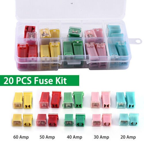 20Pcs Automotive Low and Tall Profile Box Shaped Jcase Fuse 20A 30A 40A 50A 60A