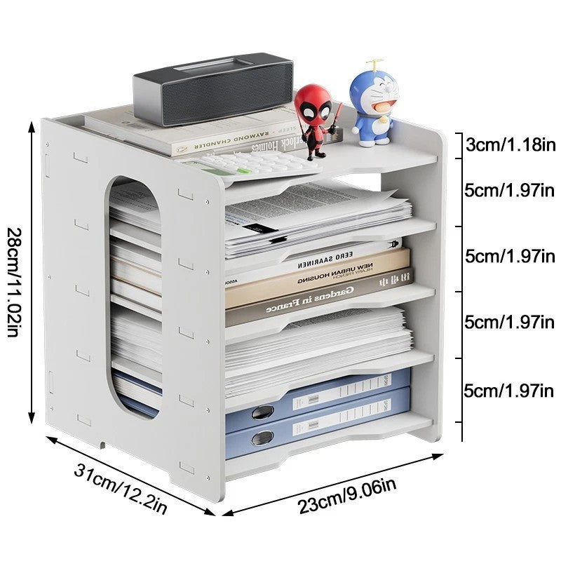 5/7Tier Desktop File Holder A4 Paper Storage Tray Office Document Sort Organizer