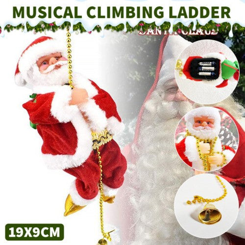 Christmas Electric Santa Claus Climbing Ladder Doll Music Xmas Music Decor Party