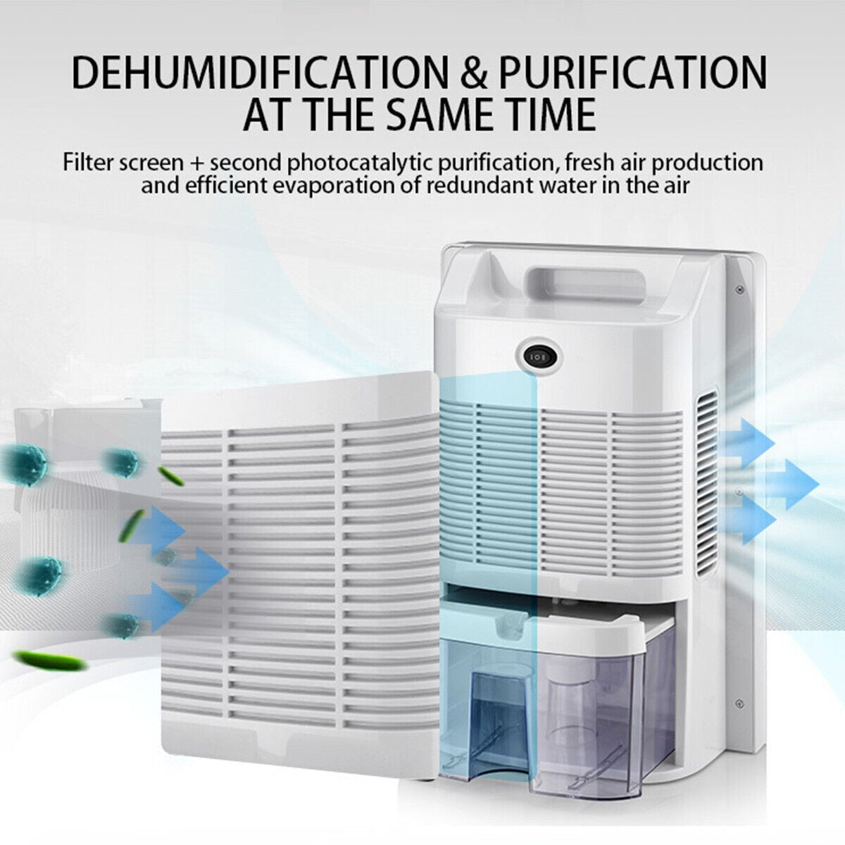 UK 2.2L Large Dehumidifier Portable Quiet Home Air Dryer for Mould Moisture Damp