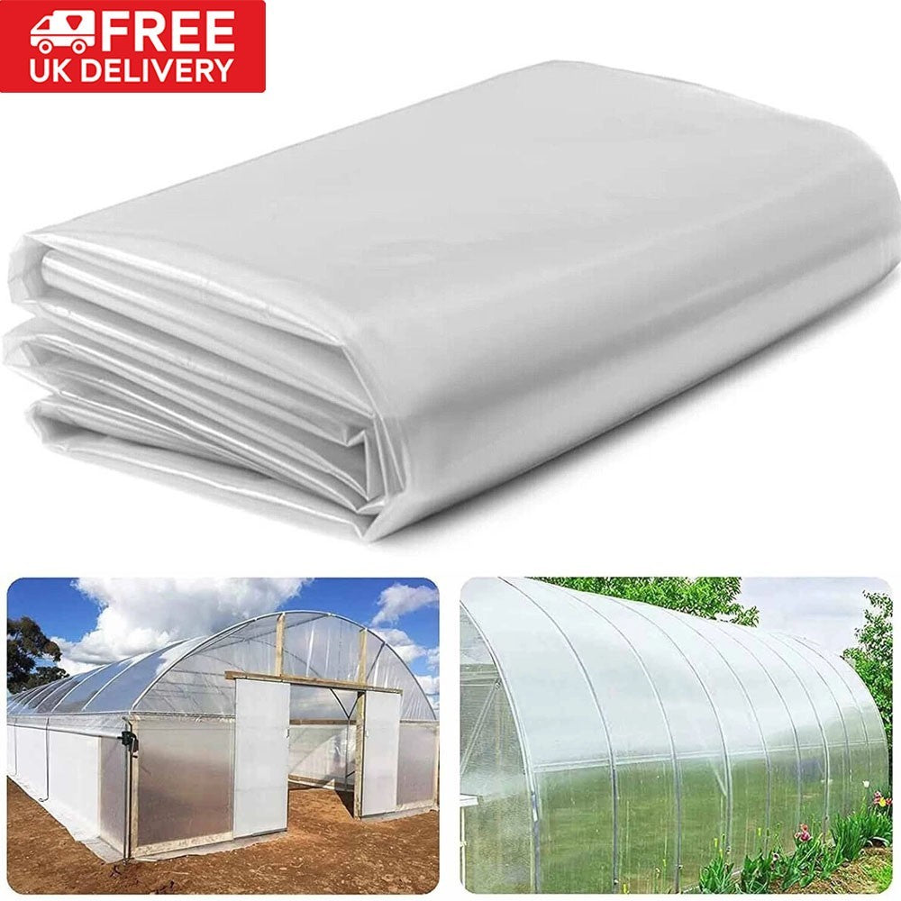 Heavy Duty Thick Clear Film Poly Tunnel Plastic Sheet Garden Greenhouse Cover UK