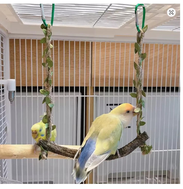 2pc Pet Bird Parrot Parakeet Budgie Cockatiel Cage Hammock Swing Toys HangingToy