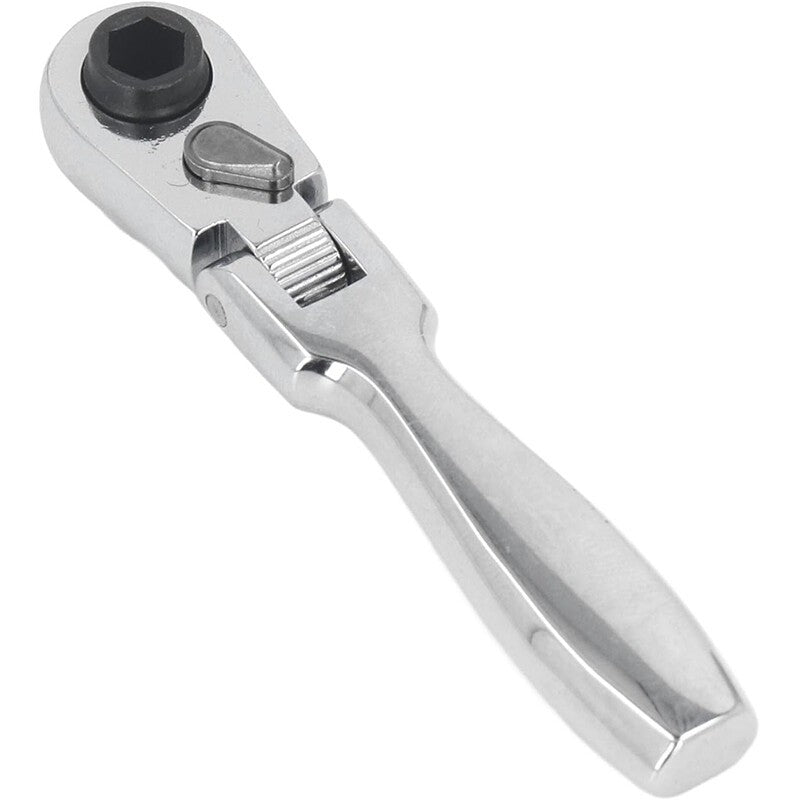 1/4" Drive Ratchet Handle Socket Wrench 72 Tooth Flexi Head Stubby 93mm Flattop