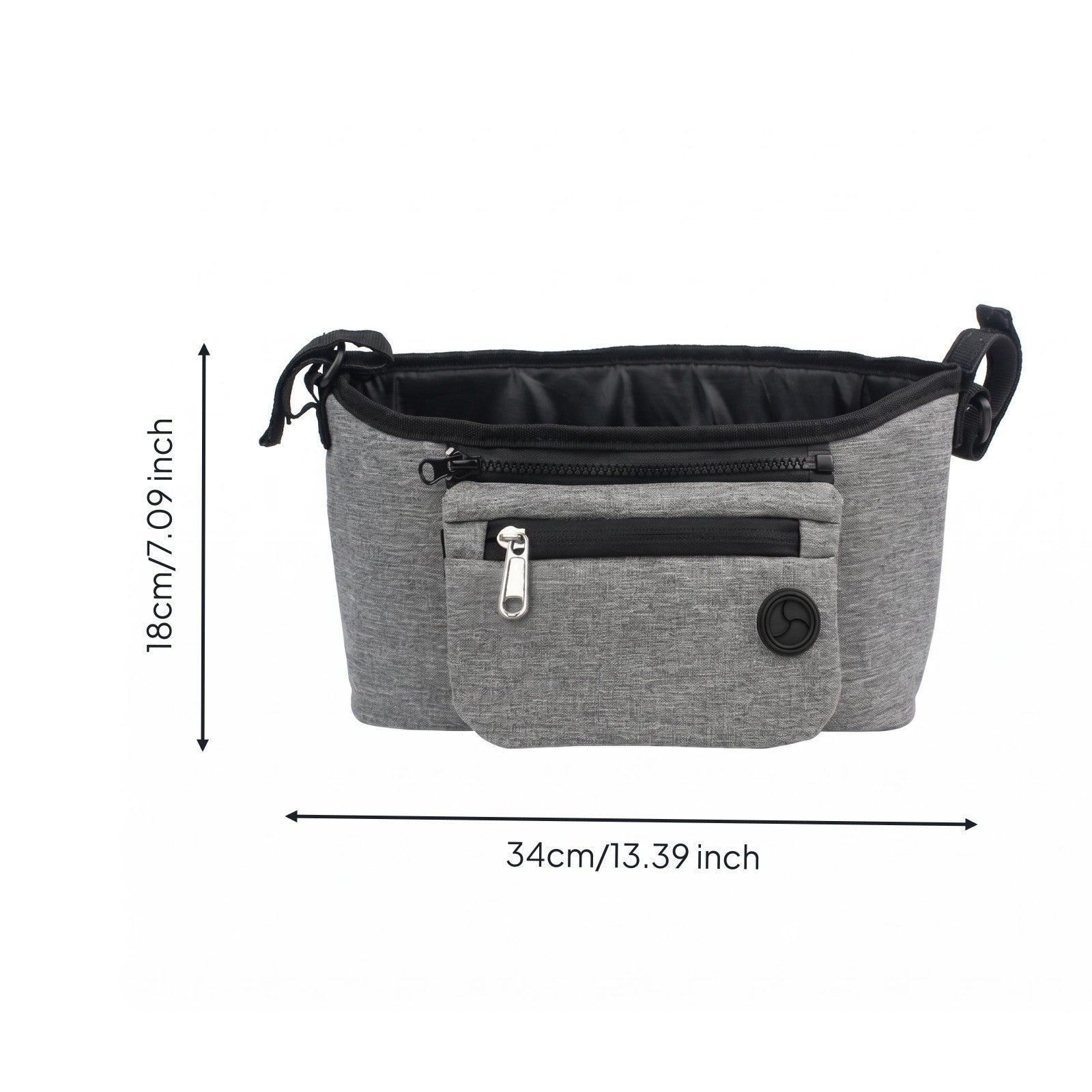 Pet Stroller Organizer Zippered Pocket Stroller Organizer Bag unfastenedTop