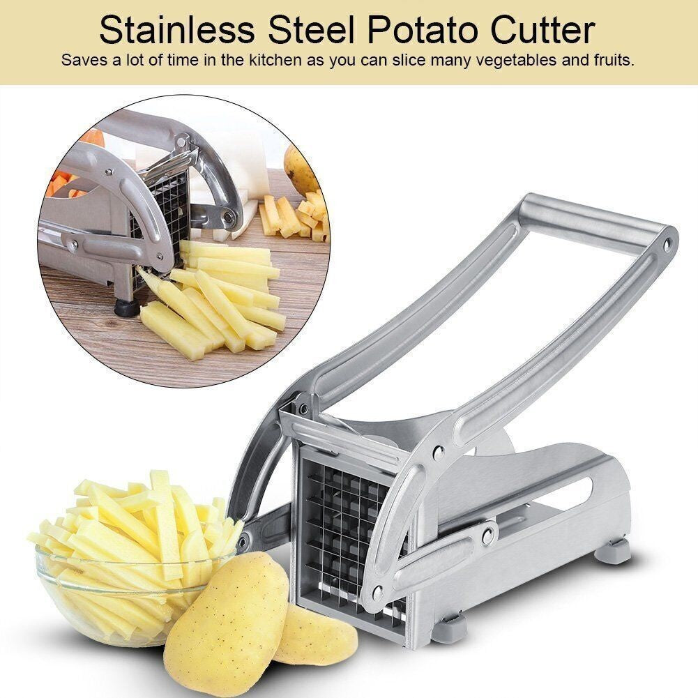 Potato Chipper & Cutter – French Fries Maker Slicer with 2 Steel Blade