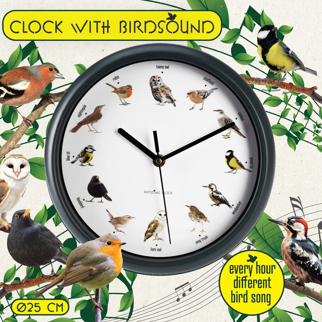 Bird Clock With Sounds Singing Birds Hanging Wall Clock With Hourly Sounds
