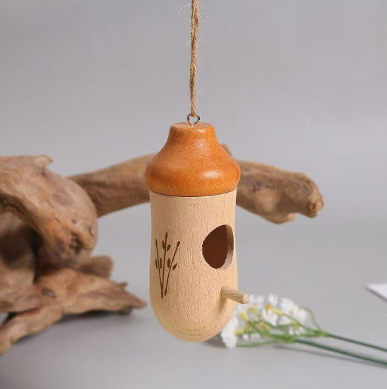 2x Hummingbird House Wooden Hand Craft Ornament Outdoor Garden Patio Decor