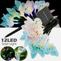 12Pcs LED Solar Powered Butterfly Fiber Optic Fairy String Outdoor Garden Lights
