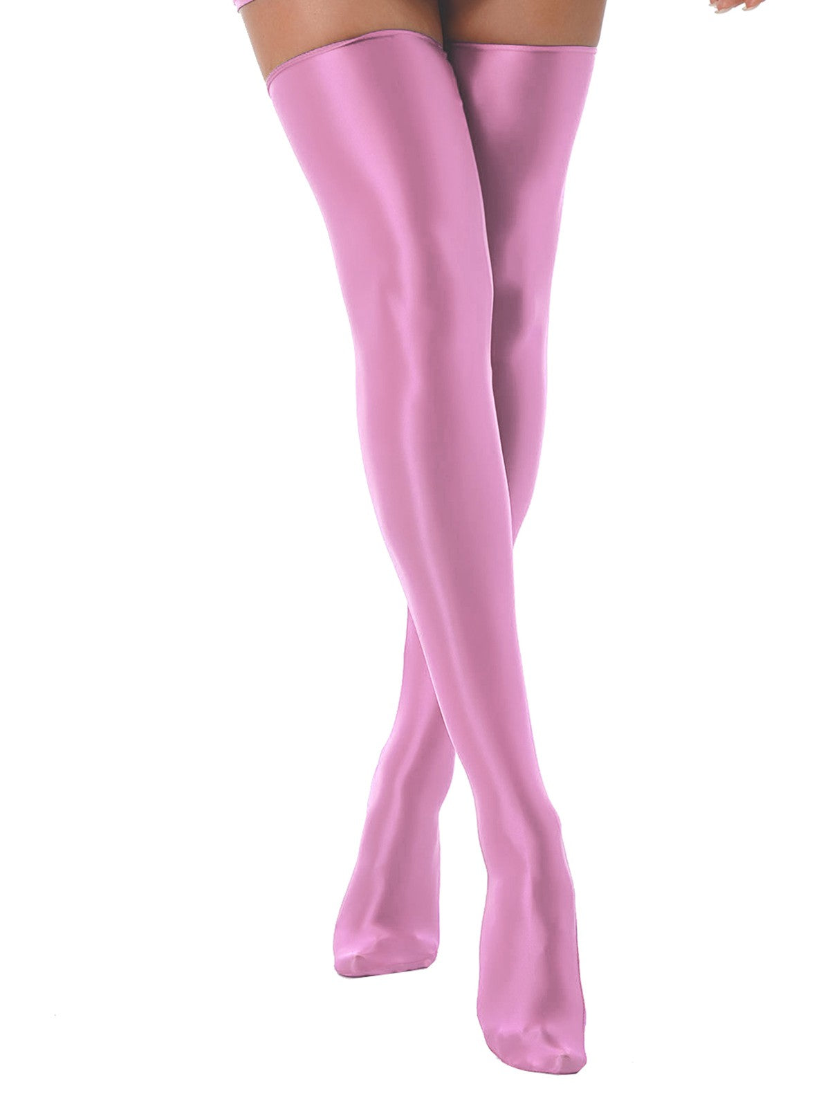 1 Pair Womens Oil Shiny Stockings Stretchy Footed Thigh High Stockings Lingerie