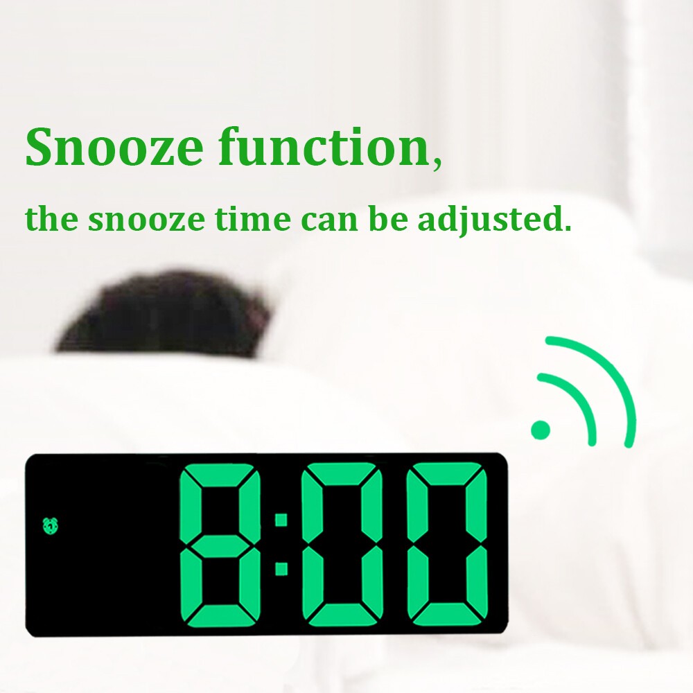 Alarm Clock Led Display Digital Mirror Voice Clock Battery/Plug-In Dual Purpose