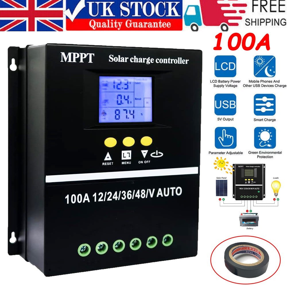 4000W 100A MPPT Solar Charge Controller Battery PV Regulator 12V/24V/36V/48V USB