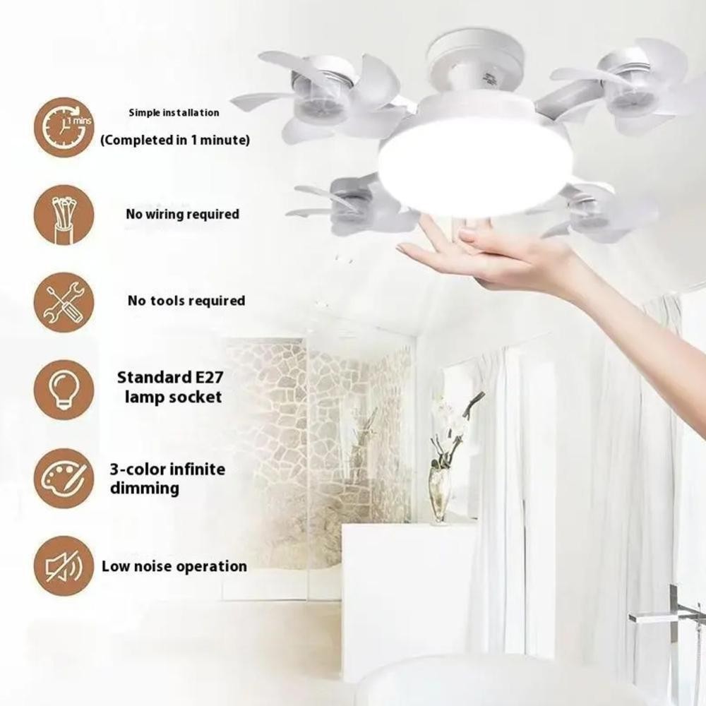 60W LED Ceiling Fan with Light Dimmable E27 Bedroom Living Room Fan Lamp Modern
