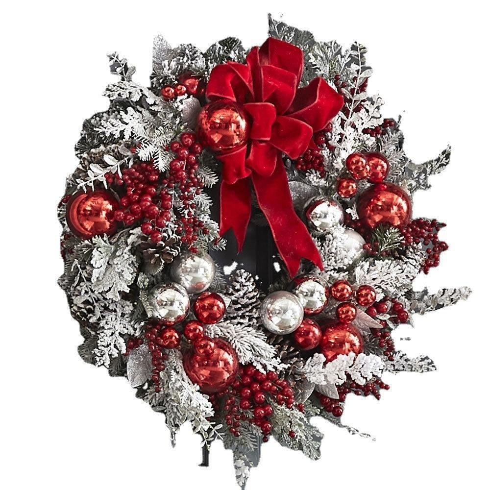 Christmas Snowy Christmas Wreath For Front Door Garland Xtmas Decoration Outdoor