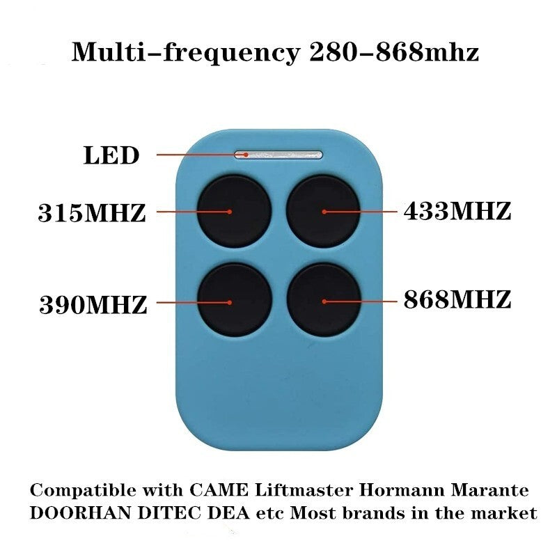 280-868MHZ Garage Door Gate Remote Control Copy Wireless Key Fob Duplicator