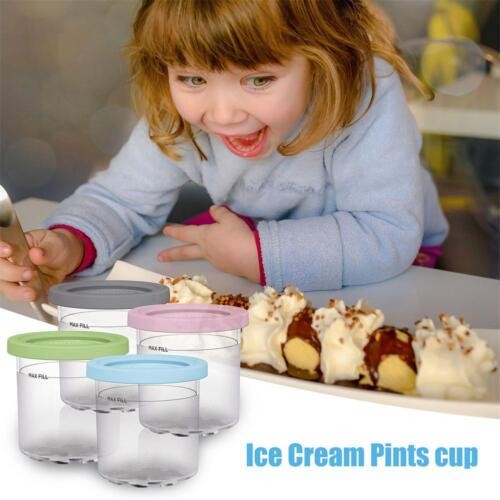 Ice Cream Dessert Container Tubs Jars For Ninja Creami NC301UK 473ml Tub. 4Pcs