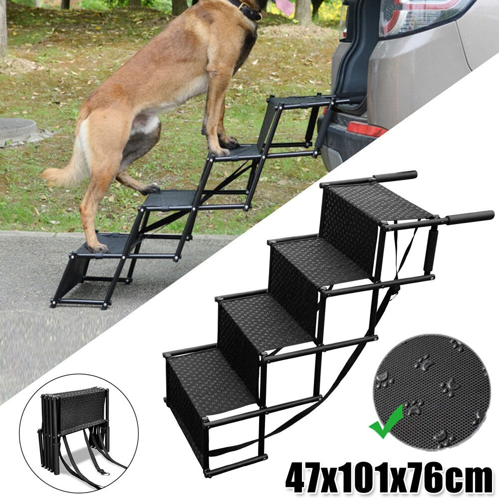 Folding 4 Stairs Portable Dog Ramp Steps Car Boot Access Ladder for Pet Dog Cat