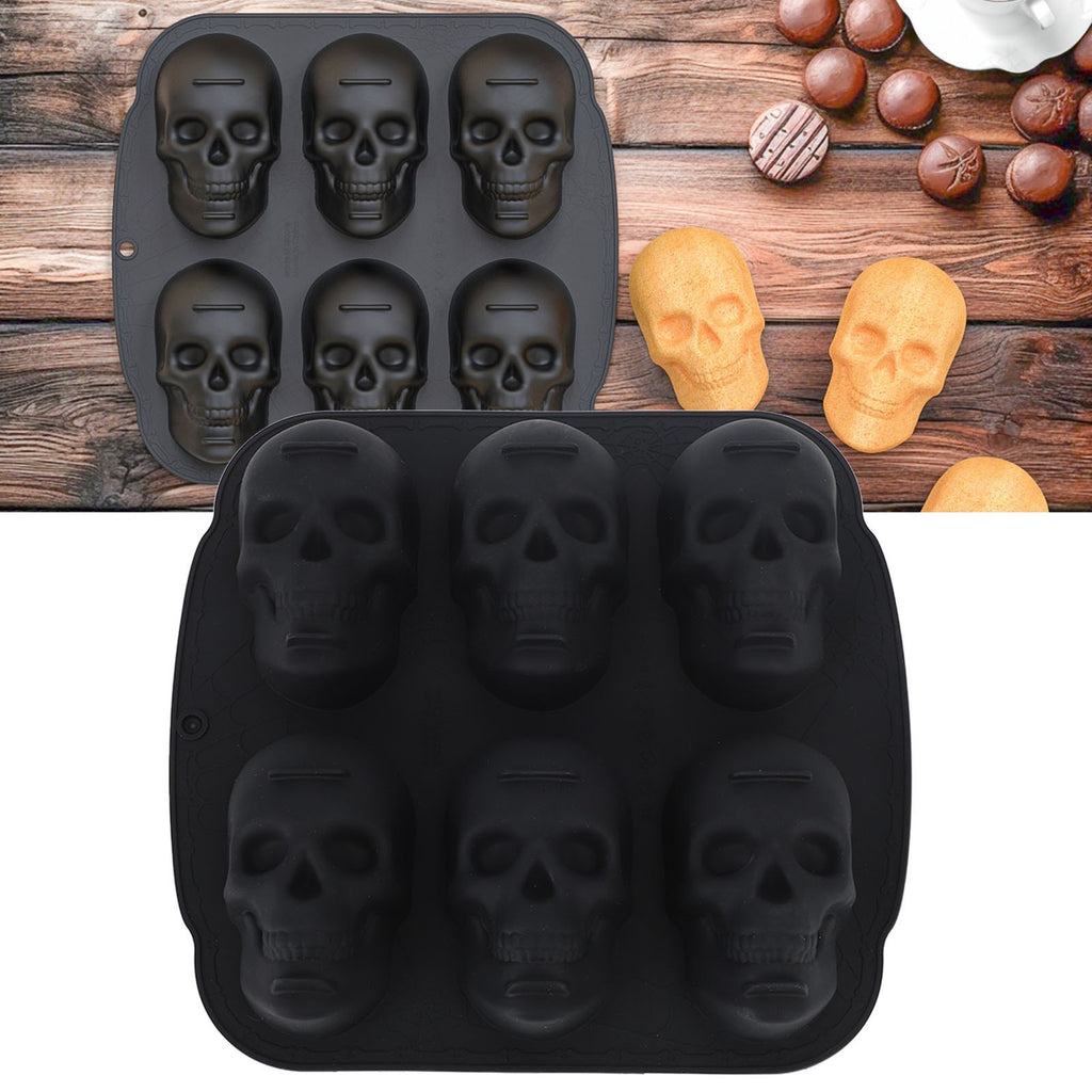 Skull Head Mold Baking Soft Silicone Skeleton Head Cake Mold For Cake Halloween