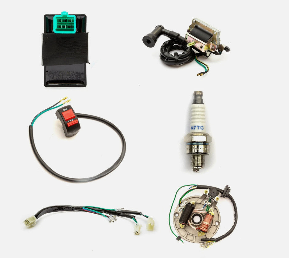 110cc 125cc 140cc Pit Bike Stator Loom Switch Coil CDI Plug Complete Kit