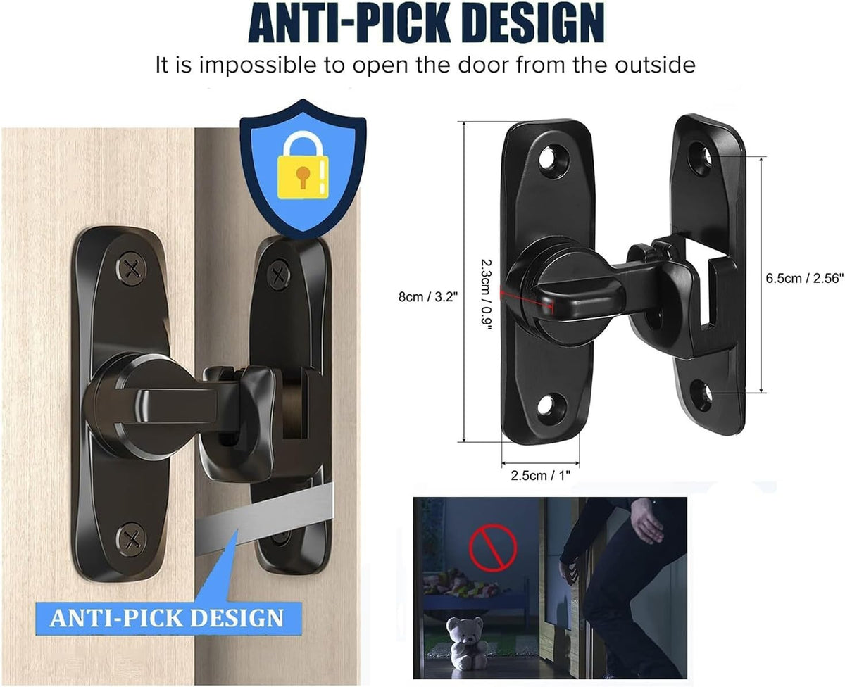 Flip Door Latch, 90/180 Degree Barn Door Gate Latches Lock, Right Angle Door Loc