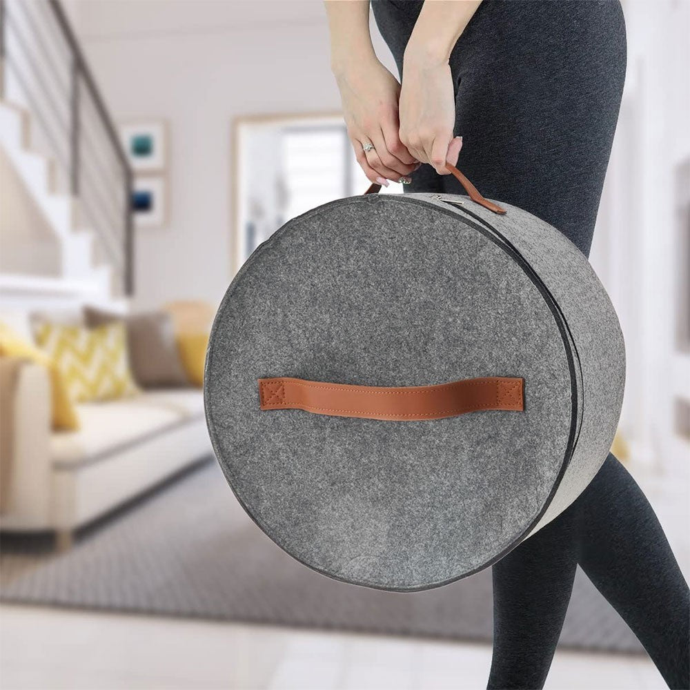 17''  Round Hat Storage Box for Women Men Travel Organizer Case w/ Dustproof Lid