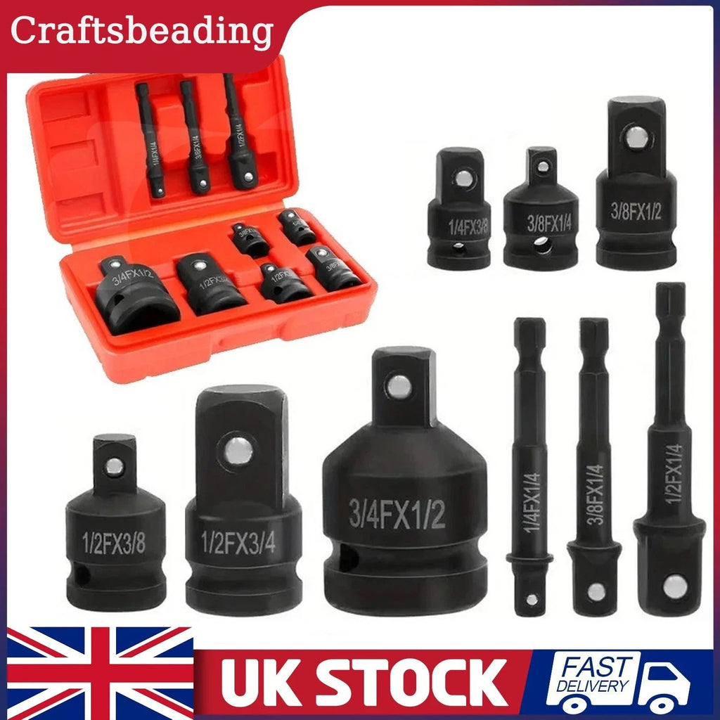 9 Piece Impact Socket Adapter and Reducer Set Female to Male 3/4" 1/4" 3/8" 1/2"