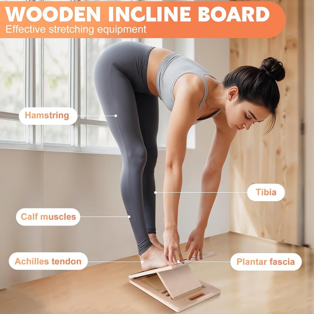 Wooden Slant Calf Stretcher Incline Board Foldable Yoga Workout Foot Stretch UK