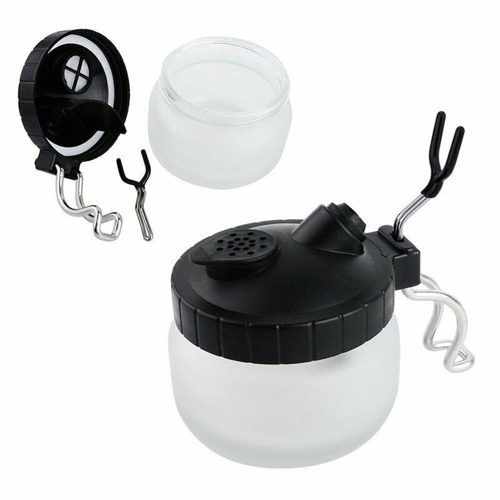 Airbrush Cleaning Pot Cleaner Kit Glass Paint Jar Airbrush Stand Filters Brushes