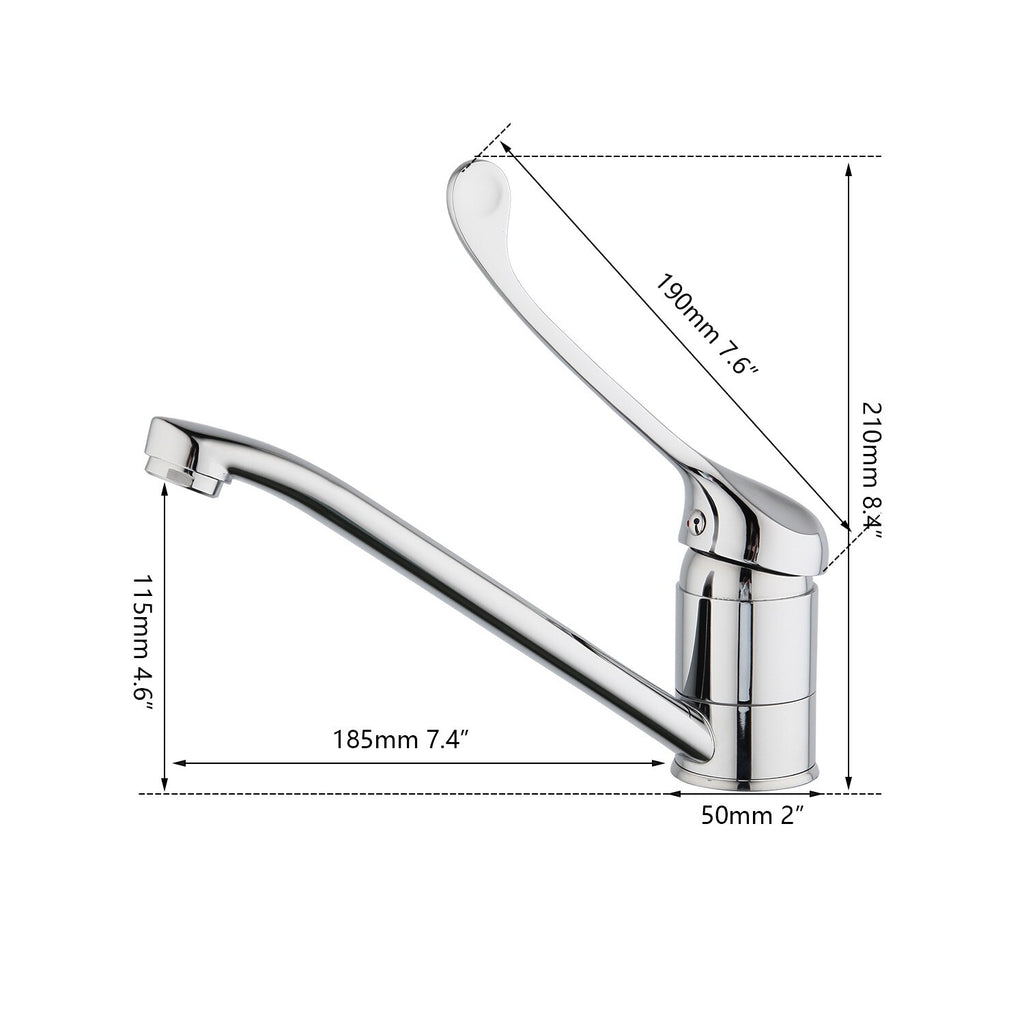 Hospital Medical Faucet Long Handle Single Hole Mixer Faucet Arm Touch Wash Taps