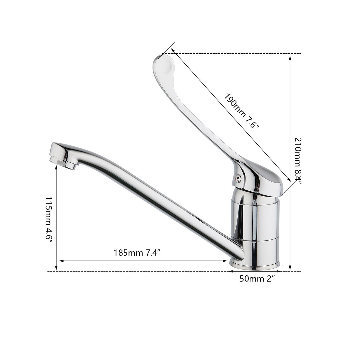 Hospital Medical Faucet Long Handle Single Hole Mixer Faucet Arm Touch Wash Taps