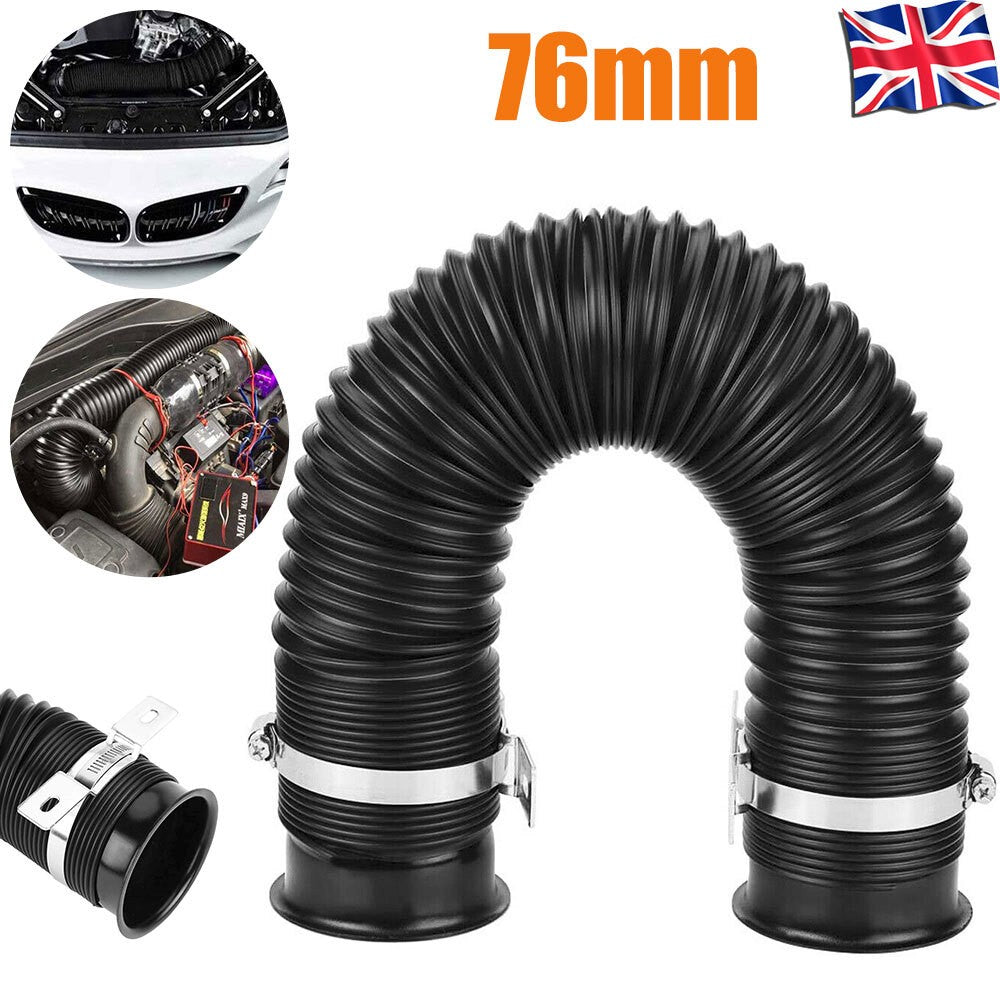 76mm 3 inch Universal Car Cold Air Intake Inlet Pipe Flexible Duct Tube Hose Kit