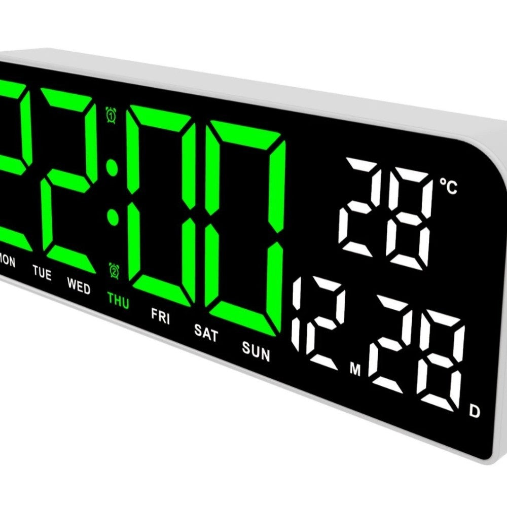 Digital Alarm Clock LED Display Desk Wall Clock with Temperature Date Week Clock