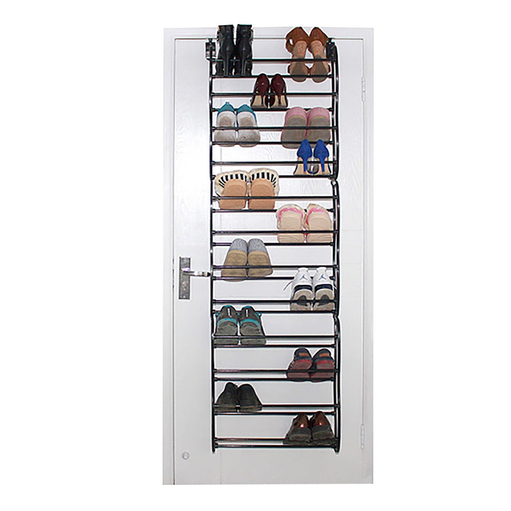 Over The Door Shoe Storage Organiser 36 Pair Hanging Hook Shelf Rack