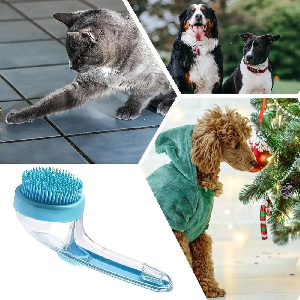 2 In 1 Bath Brush Dog Bath Brush With Shampoo Dispenser Pet Wash Brush