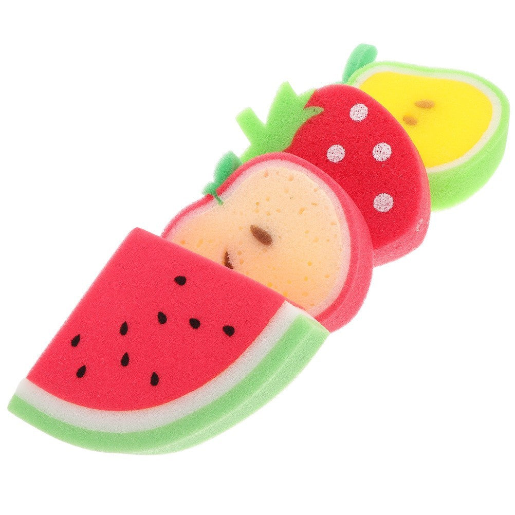 4 Pcs Kids Shower Sponge Fruit Design Bath Balls for Gentle Cleaning