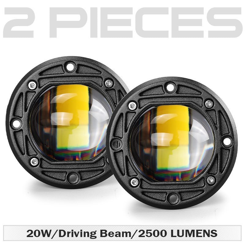 2X Flush Mount 3" LED Work Light Bar Spot Fog Lamp Offroad Driving Lamp Round 8D