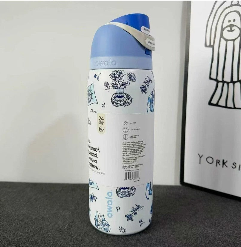 Bow Steel Bottle Freesip Blue Bottle Owala 32oz Stainless 24oz Multicolor Water