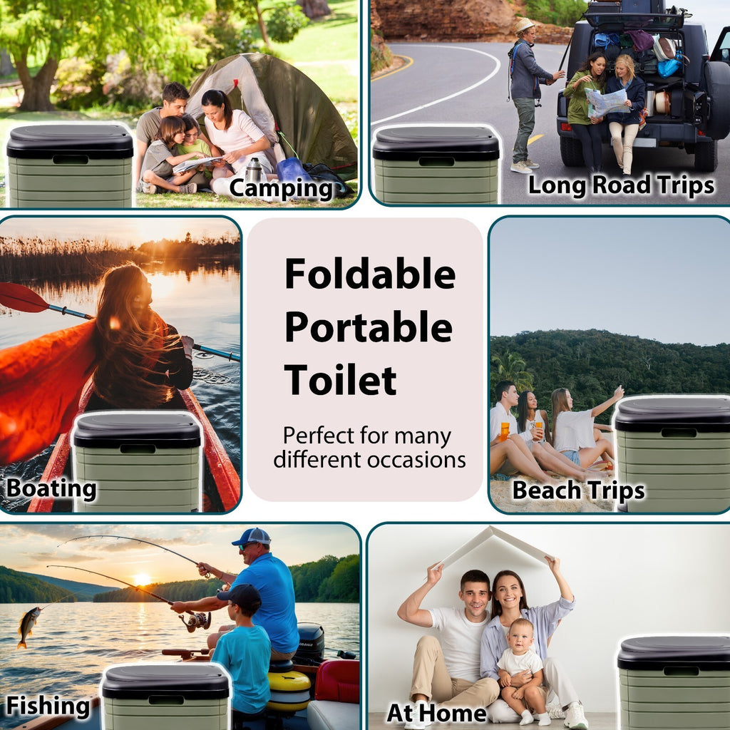 24L Portable Folding Camping Toilet Compact Potty for Caravan Fishing Picnic