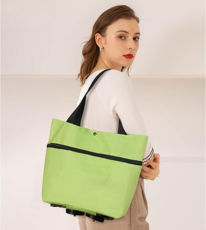 2 In 1 Folding Shopping Trolley Bag Grocery Cart On Wheels Bags Reusable Handbag