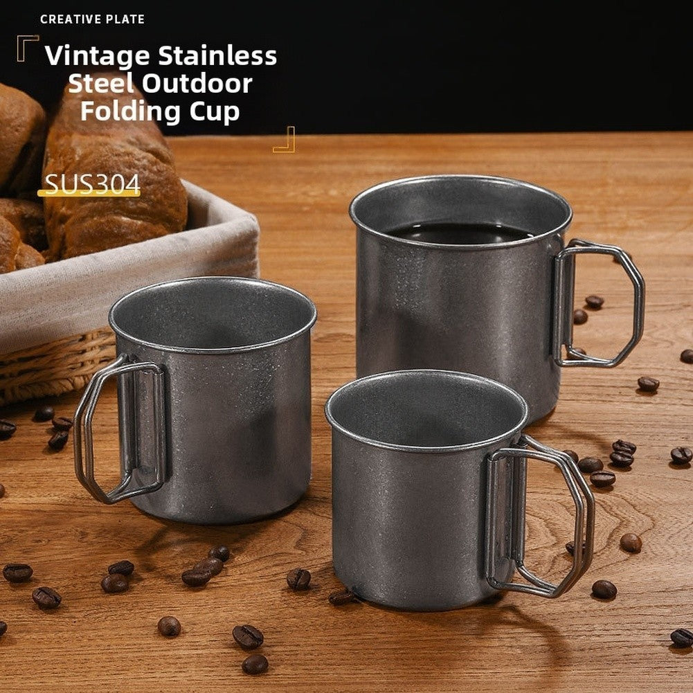 Vintage 304 Stainless Steel Folding Cup Portable Collapsible Mug for Camping